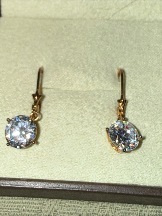 Jewelry - Vintage Gold-Tone Stamped 925 CZ Crystal Drop Hook Earrings -